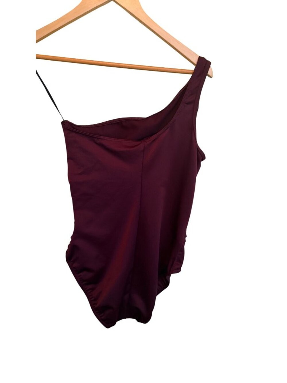 Miraclesuit Womens One Shoulder Ruched Purple Swimsuit Size 12 Nylon/Spandex